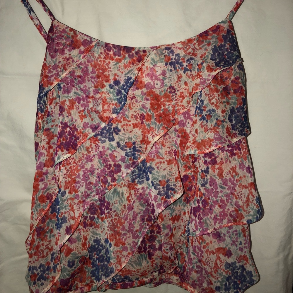 Floral Ruffle Chiffon Blouse